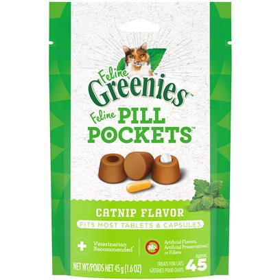 Feline Greenies Pill Pockets for Cats Natural Soft Cat Treats, Catnip Flavor