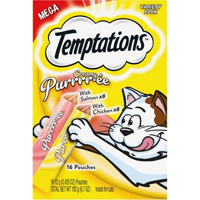 Temptations Creamy Puree with Chicken and Salmon Lickable Cat Treats Variety Pack
