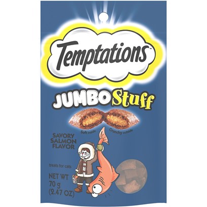 Temptations Jumbo Stuff Crunchy and Soft Cat Treats Savory Salmon Flavor