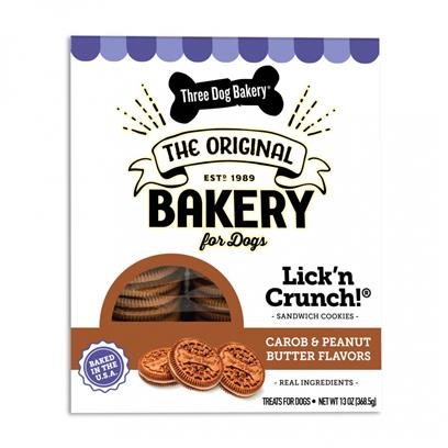Three Dog Bakery Lick'n Crunch Carob with Peanut Butter Flavored Filling