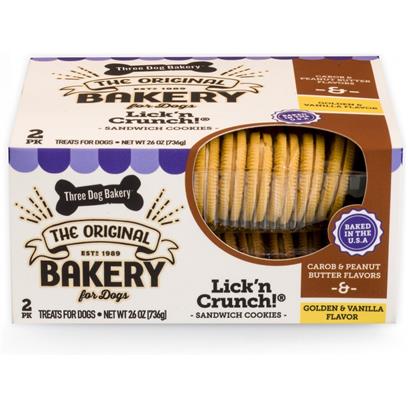 Three Dog Bakery Lick'n Crunch Carob with Peanut Butter Flavored Filling & Golden with Vanilla Flavored Filling