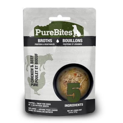 PureBites Broths Dog Treat Topper Chicken, Beef & Vegetables 2-oz, case of 18