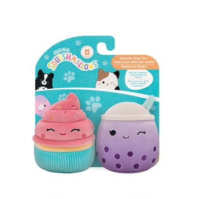 Squishmallows Sweets Squeaky Plush Dog Toy 3.5' 2 - pack (Poplina & Diedre)