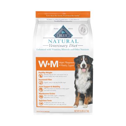 Blue Natural Veterinarian Diet W+M Weight Management + Mobility Support Dry Dog Food 22lb Bag