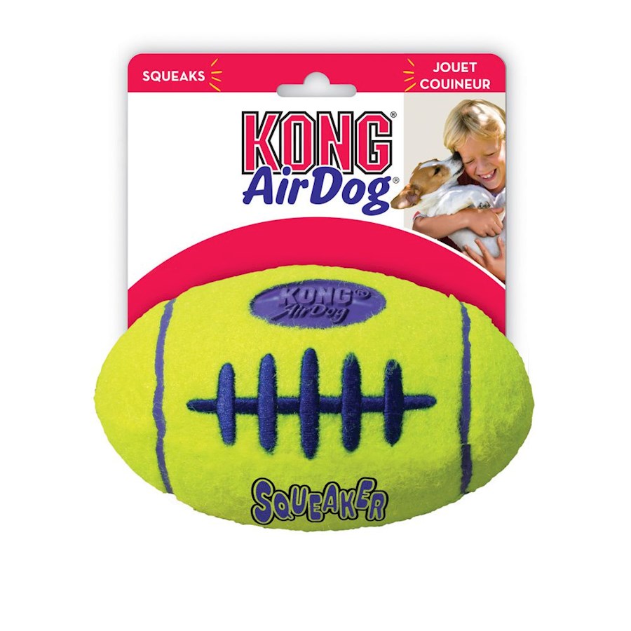 KONG Airdog Squeak Ball Rope Fetch Stick Football Bone Dumbell Yellow Aqua 