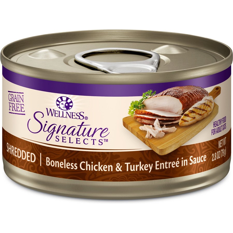 Wellness Signature Selects Grain Free Natural White Meat Chicken and Wild Salmon Entree in Sauce Wet Canned Cat Food