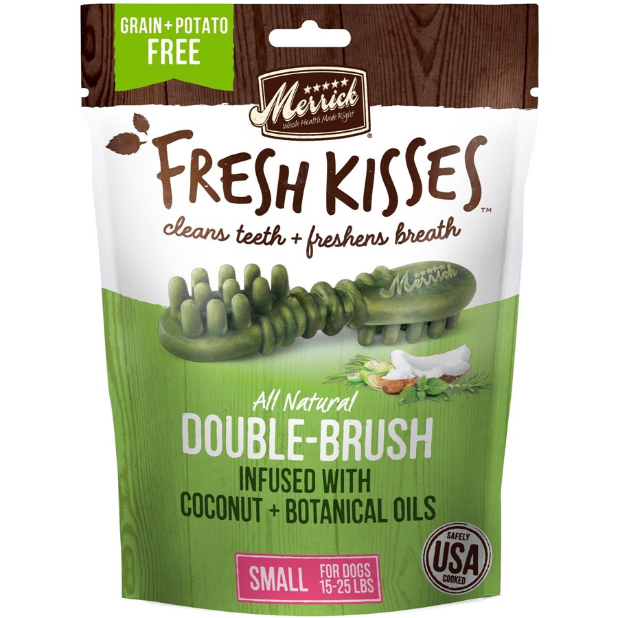 Merrick Fresh Kisses Grain Free Coconut Oil and Botanicals Extra Small Dental Dog Treats Merrick Fresh Kisses Grain Free Coconut Oil and Botanicals Extra Small Dental Dog Treats