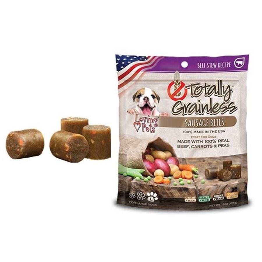 Loving Pets Totally Grainless Grain Free Beef Stew Recipe Sausage Bites Large Breed Dog Treats