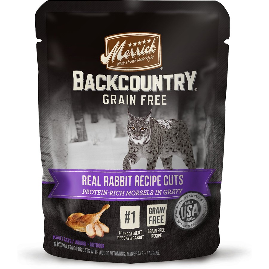 Merrick Backcountry Grain Free Real Rabbit Cuts Recipe Cat Food Pouch