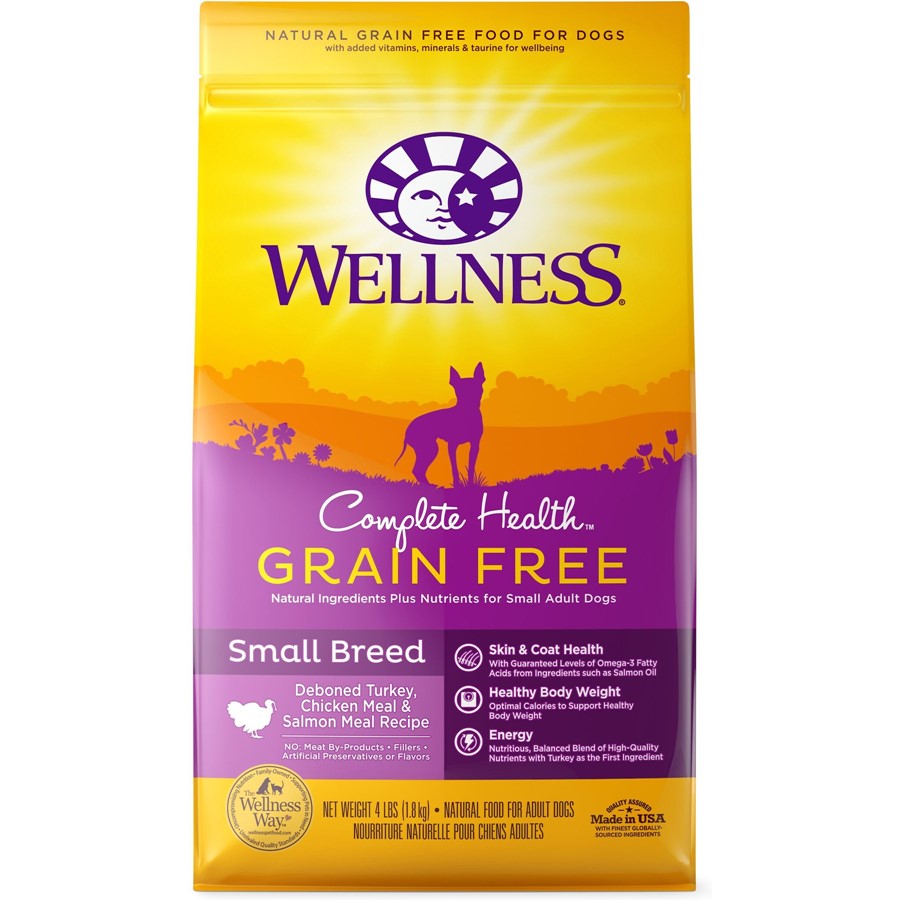 Wellness Complete Health Grain Free Small Breed Deboned Turkey, Chicken Meal and Salmon Meal Recipe Dry Dog Food
