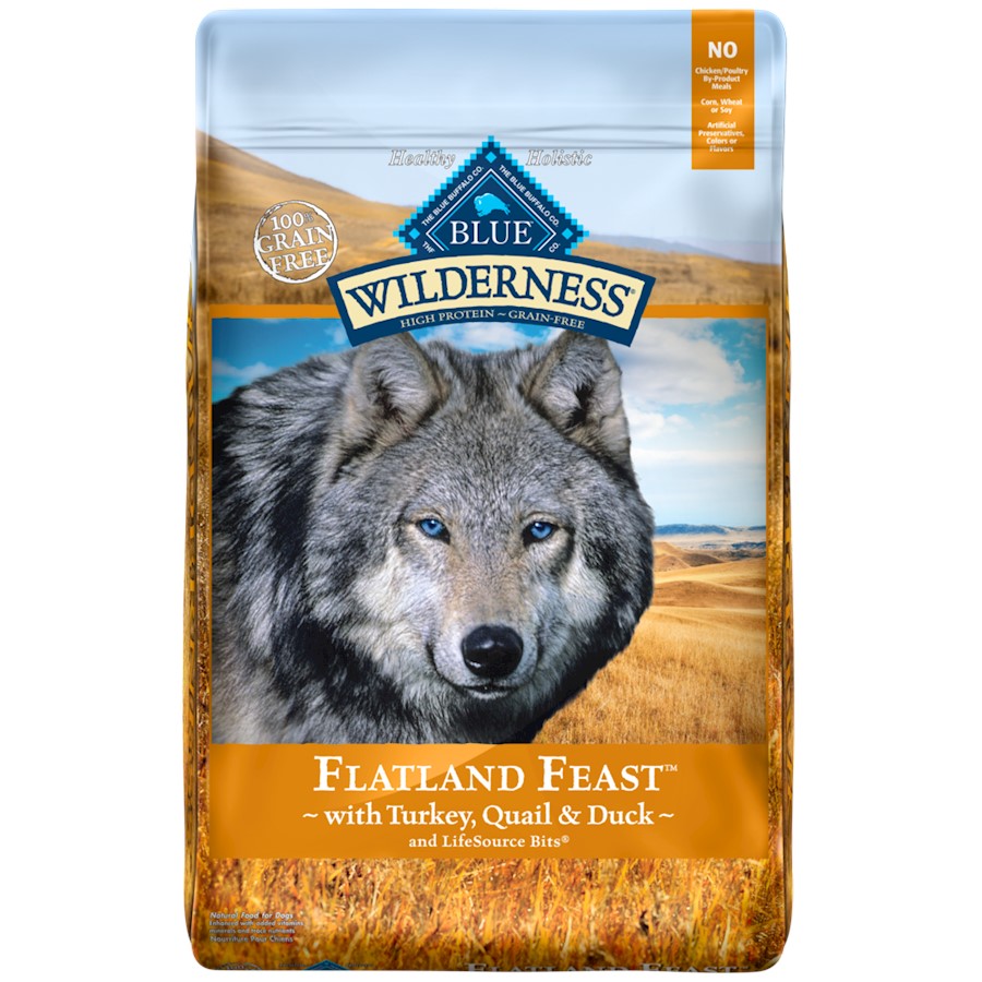 Blue Buffalo Wilderness Grain Free Flatland Feast Turkey Quail and Duck Dry Dog Food