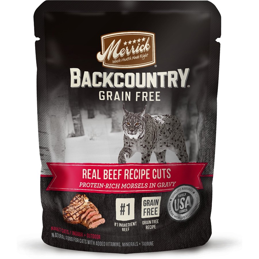 Merrick Backcountry Grain Free Real Beef Cuts Recipe Cat Food Pouch
