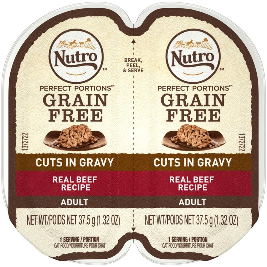 Nutro Perfect Portions Grain Free Cuts In Gravy Real Beef Recipe Wet Cat Food Trays