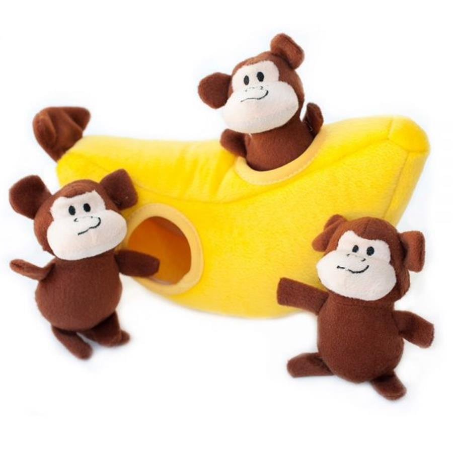 ZippyPaws Zippy Burrow Monkey 'n Banana Hide and Seek Puzzle Dog Toy ZippyPaws Zippy Burrow Monkey 'n Banana Hide and Seek Puzzle Dog Toy