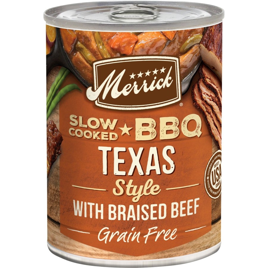 Merrick Grain-Free Wet Dog Food Slow-Cooked BBQ Texas Style with Braised Beef Merrick Grain-Free Wet Dog Food Slow-Cooked BBQ Texas Style with Braised Beef