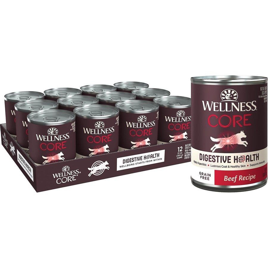 Wellness Core Digestive Health Grain Free Beef Recipe Canned Dog Food 13 oz Case of 12