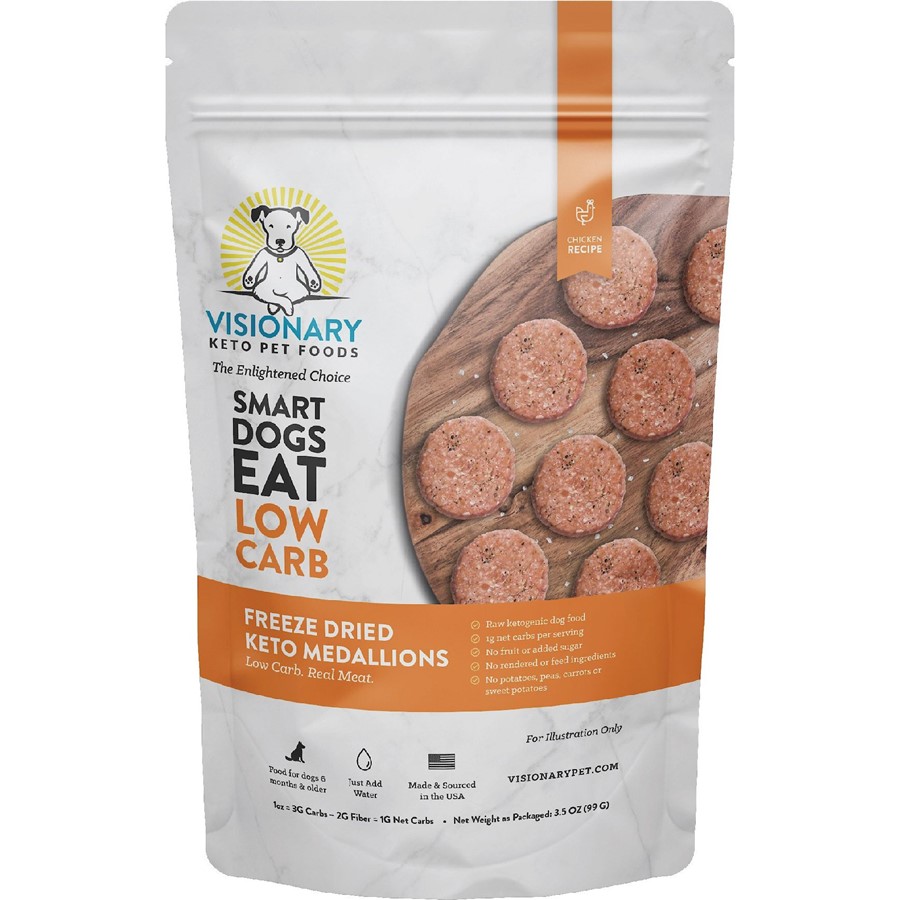 Visionary Pet Chicken Recipe Freeze Dried Medallions Low Carb Keto Dog Food