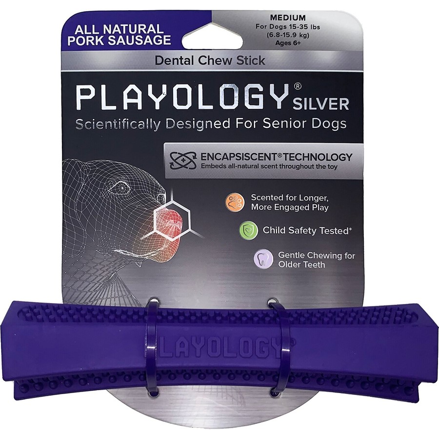 Playology Dental Stick Pork Sausage Scented Dog Toy Playology Dental Stick Pork Sausage Scented Dog Toy