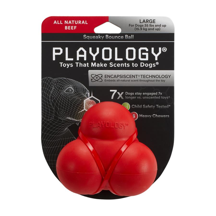 Playology Plush Squeaky Bone Dog Toy - Beef Scented, For Large Dogs 50+ Lbs, Machine Washable